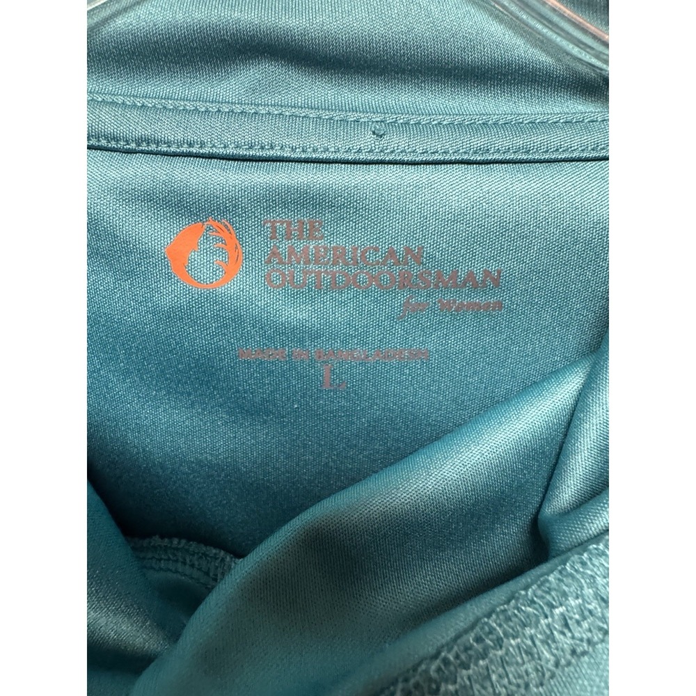 The American Outdoorsman for Women Teal Hooded Pullover w/ponytail thumb holes L - Picture 5 of 12